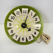 Vintage Sunbeam Wall Clock MCM Green Kitchen WORKING Mid Century Retro