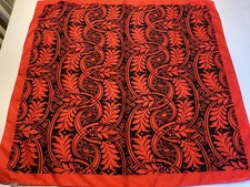 Glentex Italy Scarf Red Black Foliage Swirl Polyester