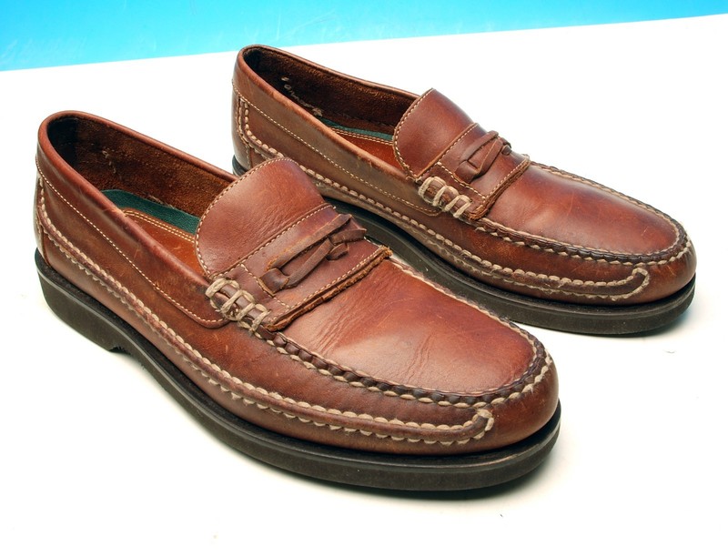 H S TRASK COLTER CREEK C1224 236 BROWN LEATHER LOAFERS MENS 10 M GREAT