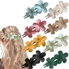 8Pcs Flower Flat Hair Clips, Stylish Lay Flat Claw Clips for Women Girls
