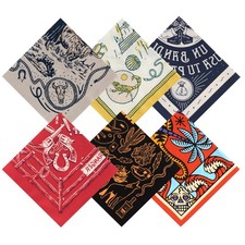 Western Bandana 22"x22" 6-Pack Hair Bandanas for Women Men Western Hair Acces...