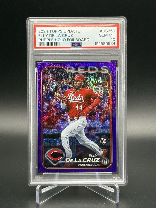 2024 Topps Update Elly De La Cruz RC Purple Holo Foilboard /799 Reds PSA 10
