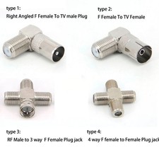 RF F type male female to 2 3 way TV male female Socket T Splitter Coaxial Plug