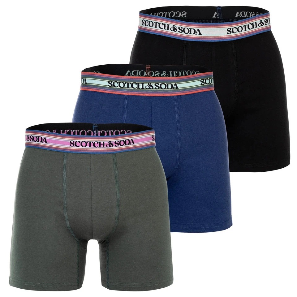 Calzoncillos boxer Scotch & Soda para hombre, paquete de 3 - algodón liso elástico Foto 2 de 4