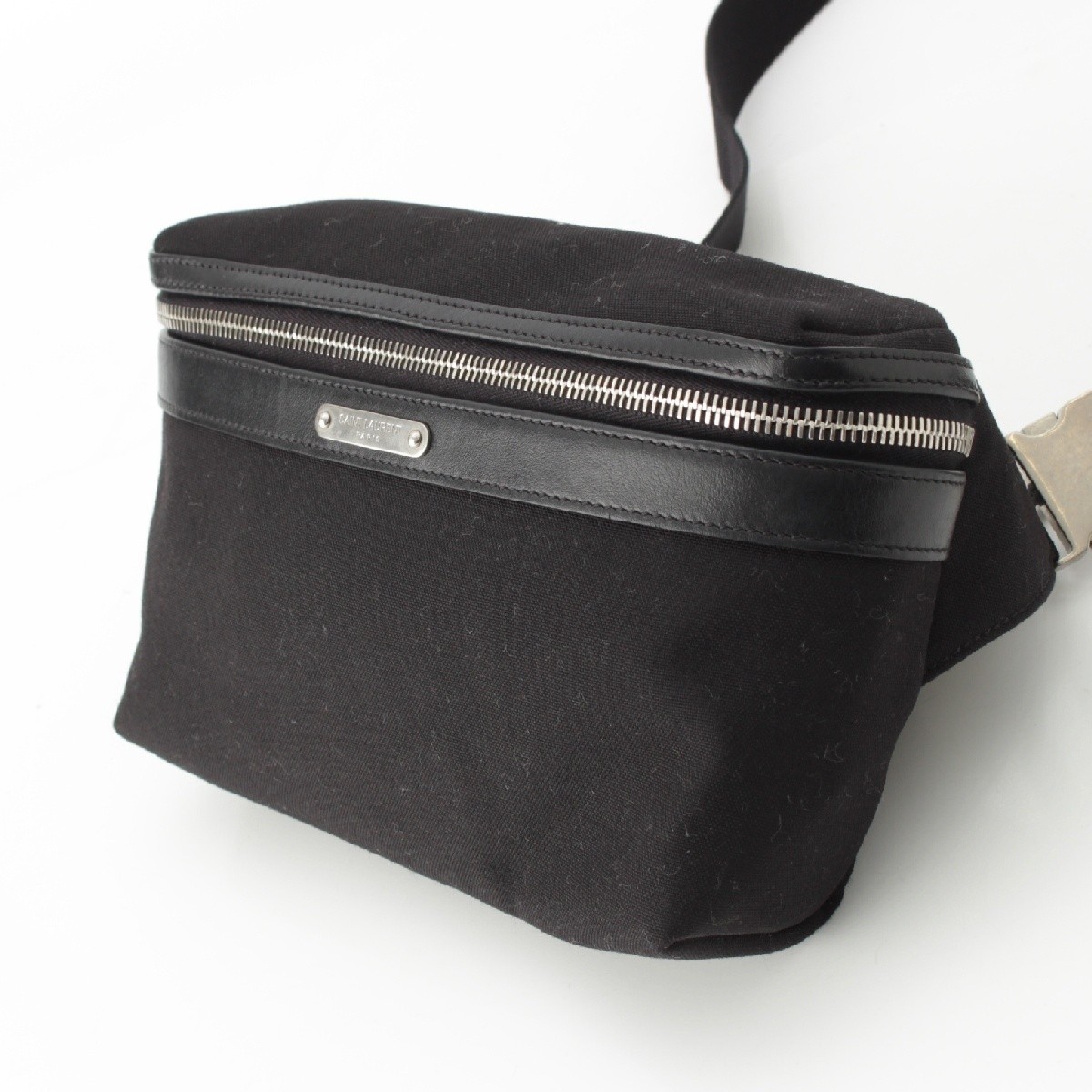 SAINT LAURENT City Borsa in pelle tela con logo in vita a tracolla 505973 nera