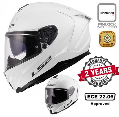 LS2 FF817 Challenger II  Dual Visor Fibreglass Full Face Motorcycle Helmet White