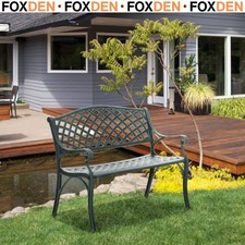 Cast Aluminium Garden Bench 2 Seater Antique Loveseat for Outdoor Patio Porch