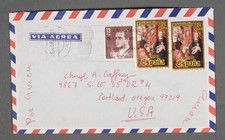 MayfairStamps Spain 1970s Christmas Religious to Portland OR Air Mail Cover aaw_