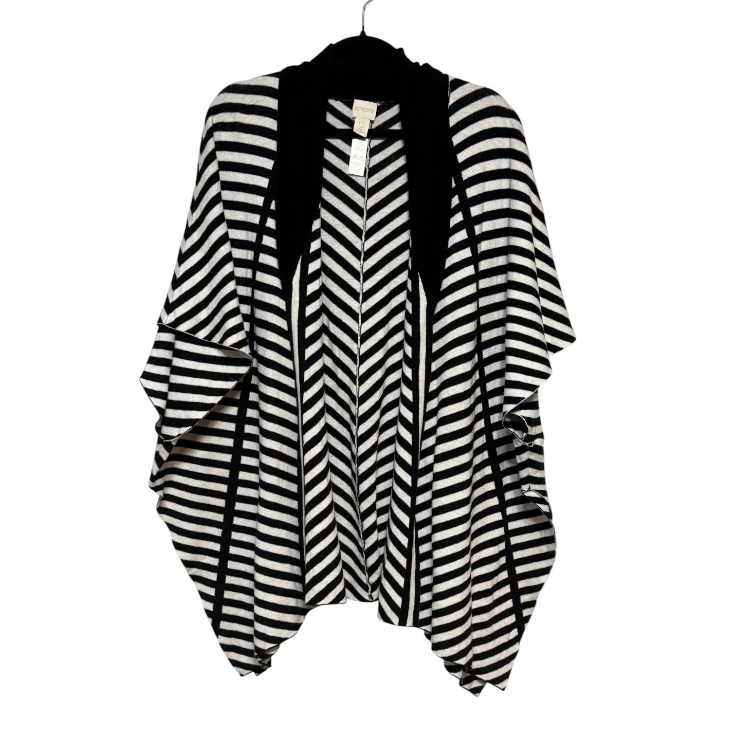 Chico’s Old Money Striped Poncho Wrap Women OS Minimalist Quiet Luxury Layering