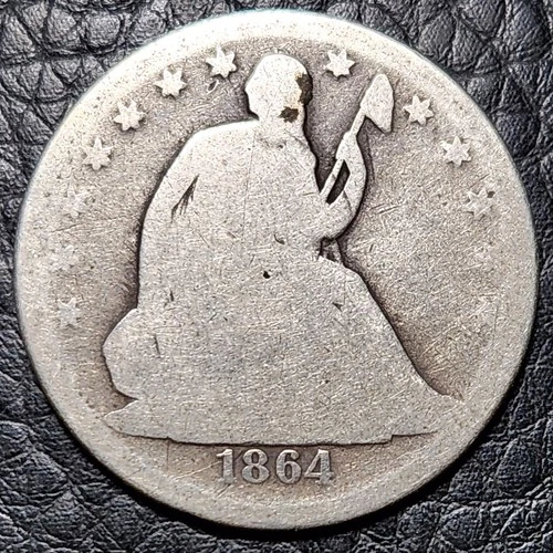 Silver 1864-S Seated Liberty 50 Cents Half Dollar Civil War Year | AG Condition