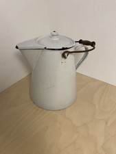 Emaille Eimer Weiß Antik Kanne Wasserkanne 1900