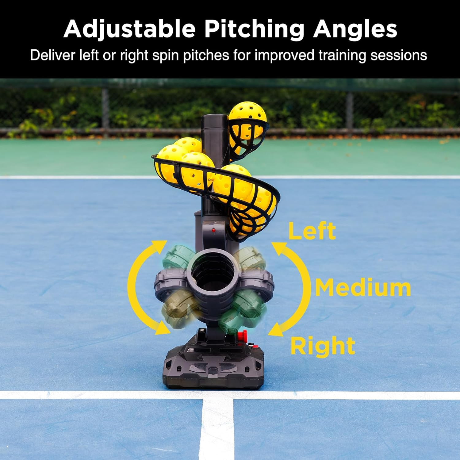 388PBH Pickleball Machine, 4 Adjustable Angles, Includes 9 Pickleballs, Powered