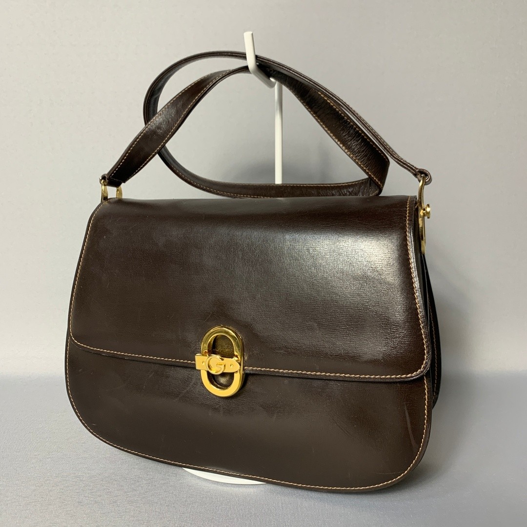 Gucci dark brown shoulder bag with turn lock from Japan 2503 162