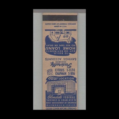 Matchbook Cover - California - Glendale Federal Savings & Loan Glendale, CA