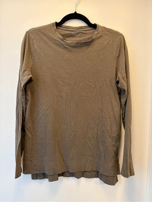 Athleta Taupe Long Sleeve Crewneck Tee Shirt Size Medium Athletic Athleisure