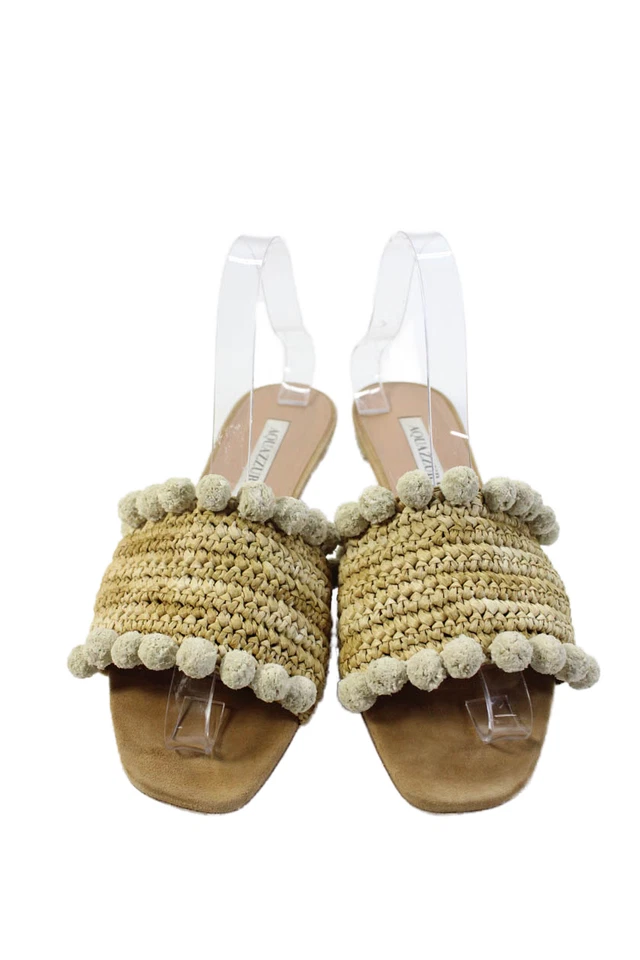 Sandalias Aquazzura para mujer punta abierta sin cordones pompón talla 38 EUR Foto 2 de 4