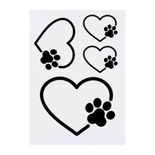 4 x 'Paw  Love Heart' Temporary Tattoos / Transfers TO00056382 