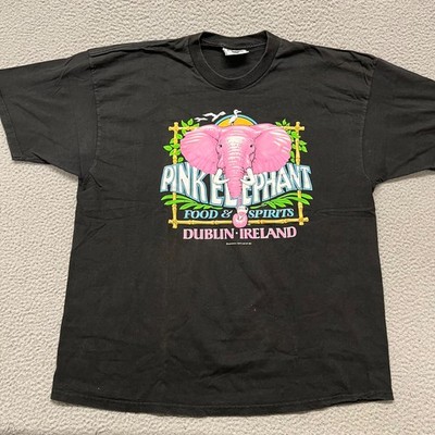Pink Elephant Dublin Ireland Shirt Adult XXL Black Vtg Lee Tag Food & Spirits