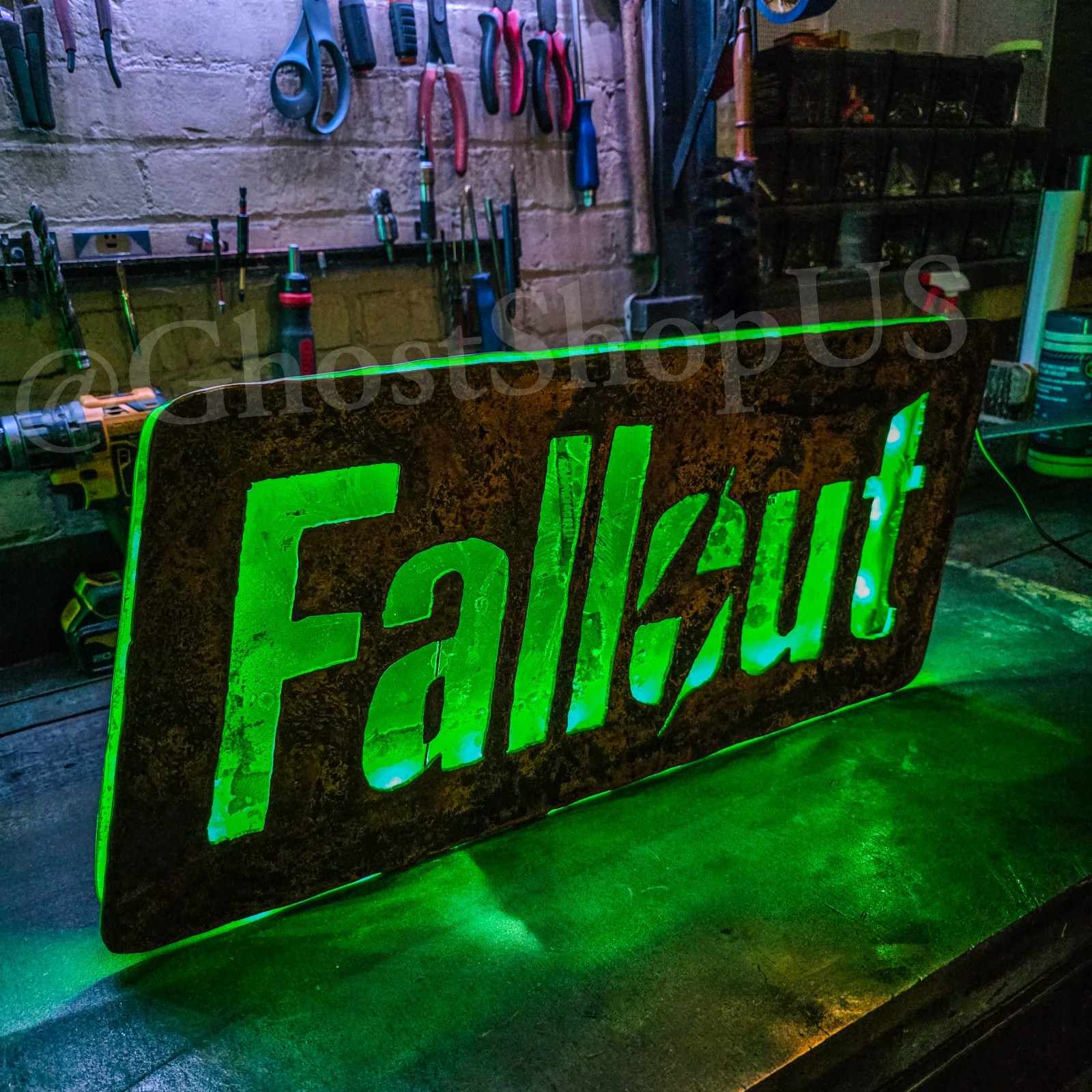 Fallout Led Sign Fallout LED Light-Up Post-Apocalyptic Rustic Steel Metal Video Game ...