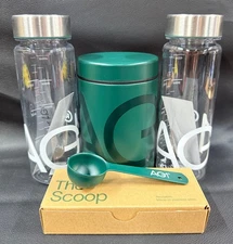 AG1 Athletic Greens Metal Canister with Metal Scoop and 2x Mixing Bottle