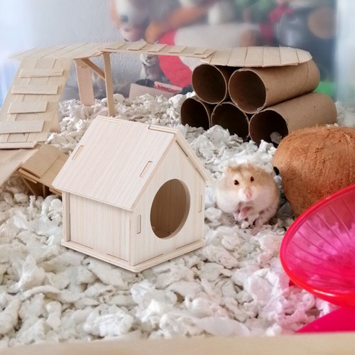 Hamster Wooden House Sleeping Room Small Animal Hut Habitats for officiel Hideout