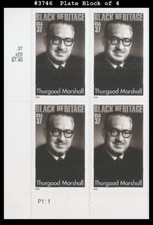 USA5 #3746 MNH PB4 Thurgood Marshall Black Heritage