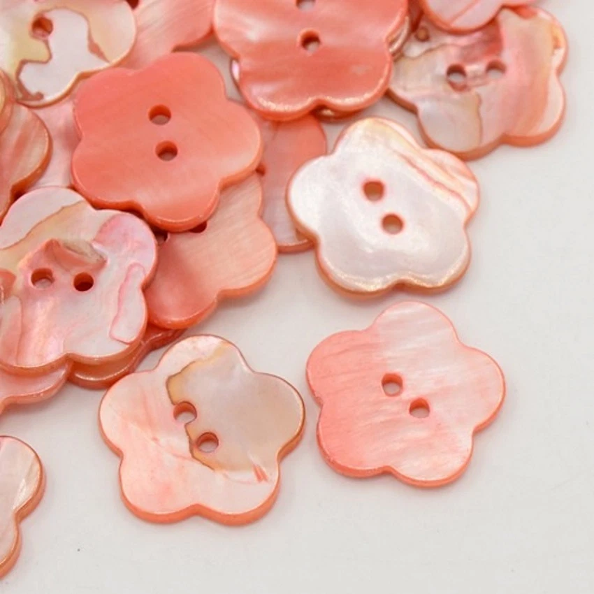 7 Perlmuttknöpfe Blume Herz Stern Muschel Naturknopf MOP Shell Button rot rosa - Bild 2 von 3