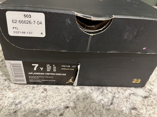 Nike Air Jordan 1 Retro GG Size 7Y Shoes With Box White Court Purple 332148-137 - Picture 10 of 11