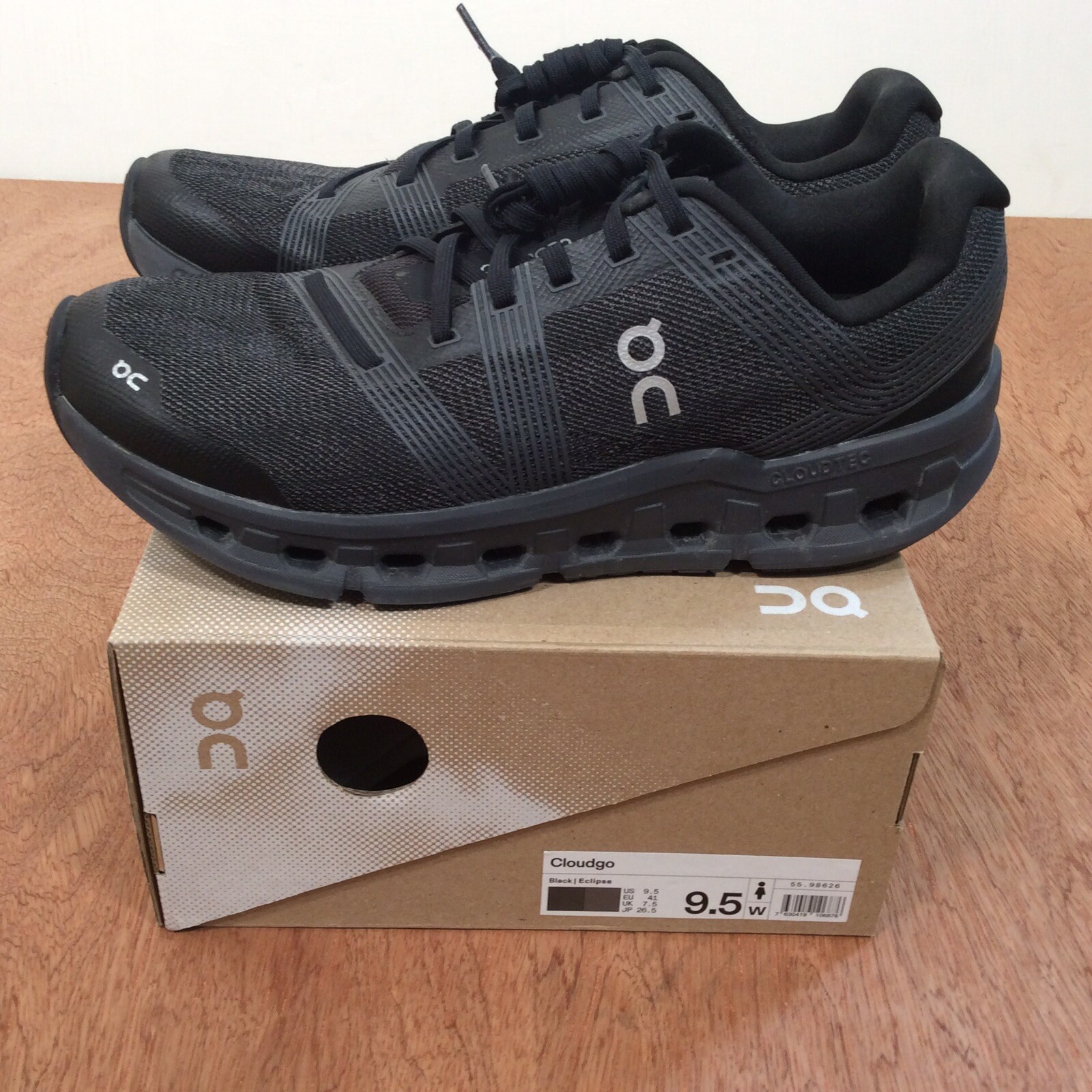 On Cloud Cloudgo MUJER 9.5 Zapatillas Eclipse Negras en Caja LOGOS CLÁSICOS
