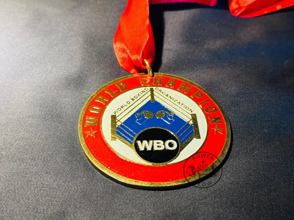 WBO World Boxing Organization Championship Boxing Medal Red Ribbon - Image 4 of 4