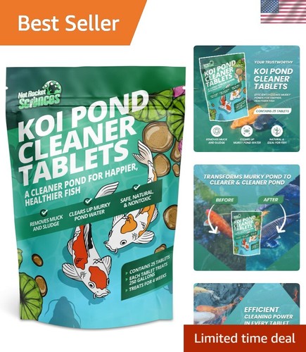 Koi Pond Cleaner Tablets - 25 Pcs. Muck & Sludge Remover, Ideal for Koi Fish ...