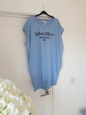 YeSaint West Boutique Oversized One Size 10-16 Pastel Blue Dress Longer Top Off