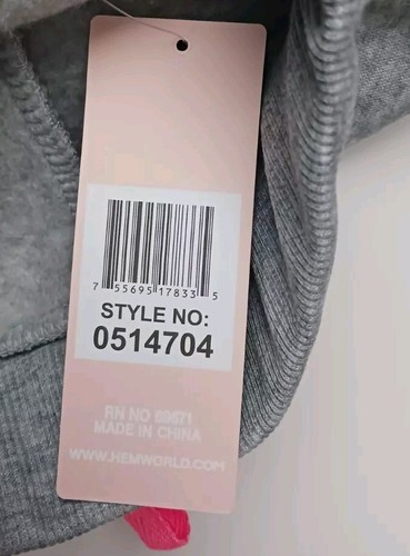 WITH TAGS Girl's Pink Grey Pressed On Glitter Heart Jogger Sweatpant Sz.4 - Picture 7 of 9