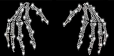 6pcs Strass Hot Fix Bügelbild Motiv Applikation Schädel Totenkopf Aufbügeln