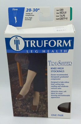 Truform Firm Taupe TruSheer Knee Highs 20-30 Compression Stocking Medium NEW 