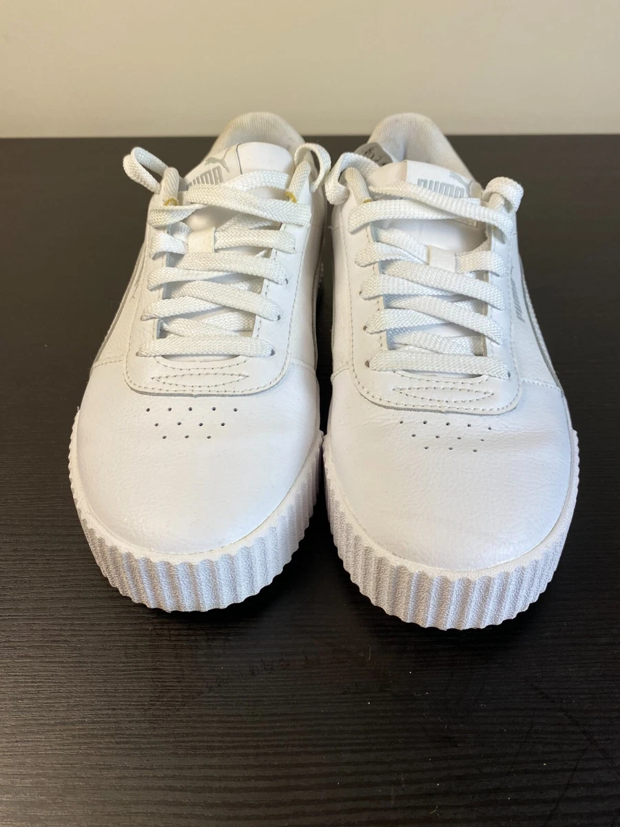 Puma Men s Size US 6C EUR 38 Carina All White Leather Lace Up Sneaker 370677 19