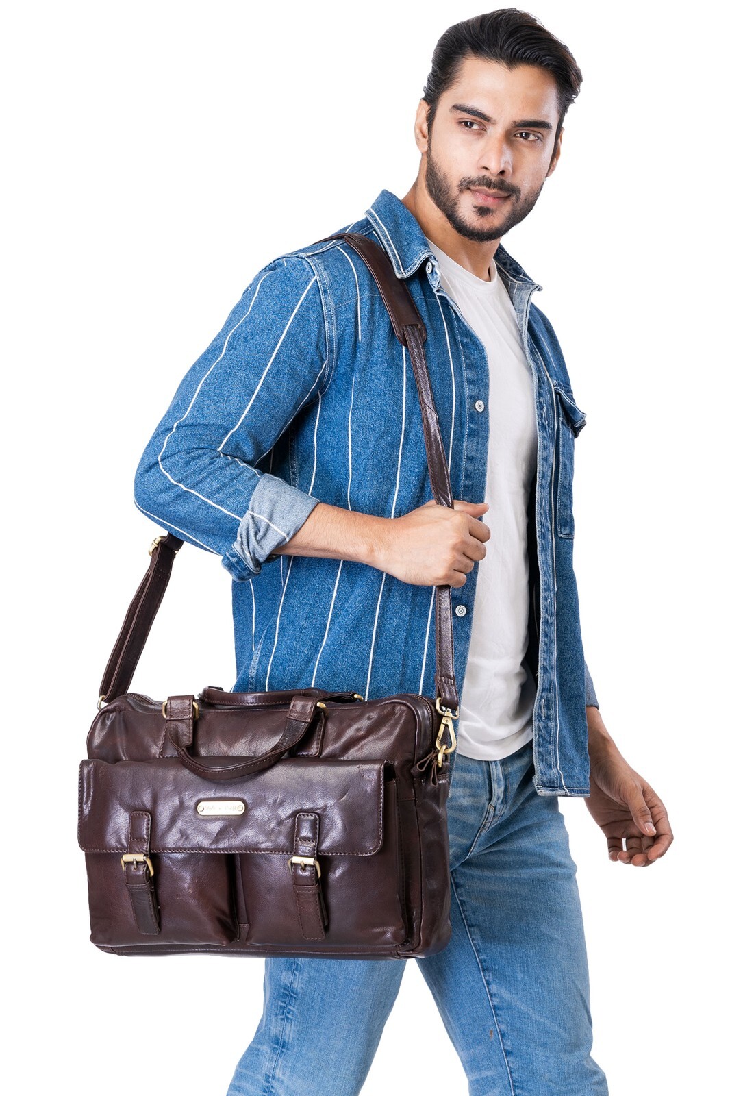 Style n Craft 392500 Messenger Bag in Dark Brown Full Grain Vintage Leather