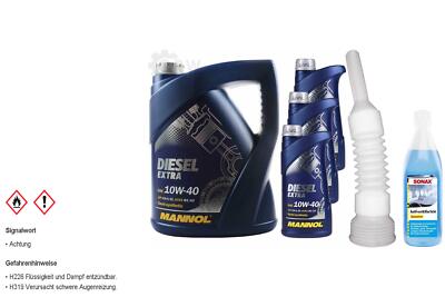 8L MANNOL Motoröl SAE 10W-40 DIESEL EXTRA inkl. Auslaufschlauch Scheibenreiniger