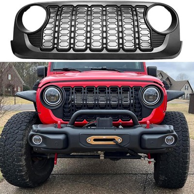 Front Grille fits for Jeep Wrangler JK 2007-2017 Modify to JL 2024 Look Mate Blk