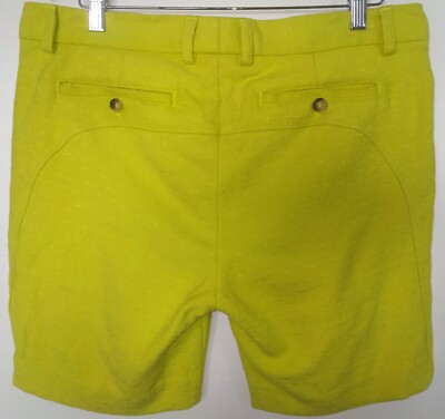 MR TURK 'Marcus Chartreuse Yellow' Designer Fitted Shorts Men's 34'' Exc Cond EUC