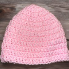 Crochet Baby Hat Pink 0-3 Months Newborn Handmade Beanie Cap NEW