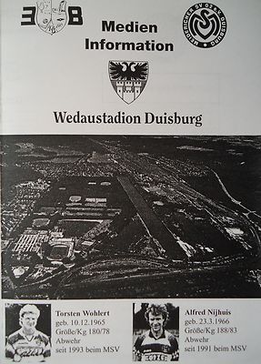 Medien Info UI Cup 1997 MSV Duisburg - Aalborg BK