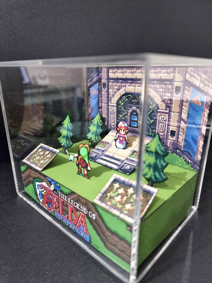Zelda 2D Ocarina of time - 3D Cube Handmade Diorama - Video Games – Shadowbox - Image 3 of 4