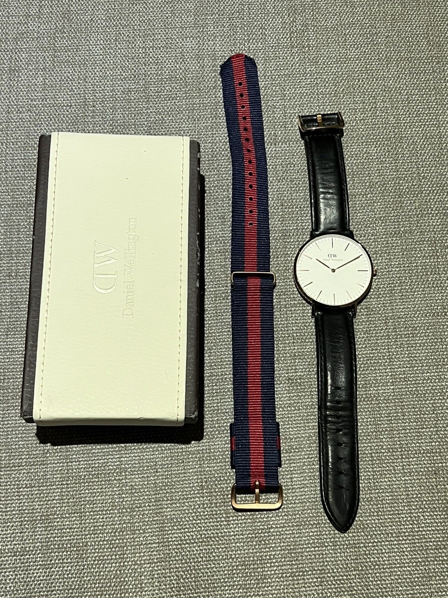 Daniel Wellington Classic Sheffield Watch, Black Leather Band DW Strap  Box
