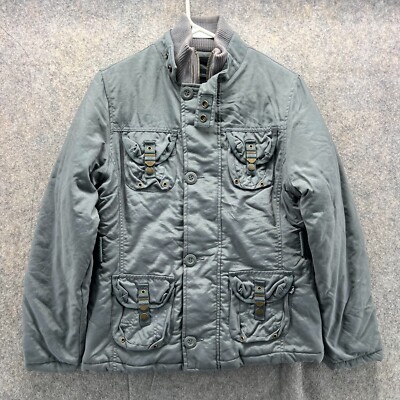 Alpha Industries Jacket Men Medium Military Field Gray Full Zip Winter Nylon M65