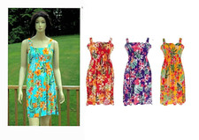 Womens Floral Print Dress Smocked Sundresses Sleeveless M L XL XXL