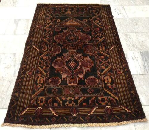 Vintage Handmade Afghan Balouch Rug Best Home Decor Rug for Living Room 3x5 ft - Picture 1 of 7