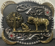 Western Belt Buckle Cowboy Praying Belt Buckle American West Hebilla Vaquera