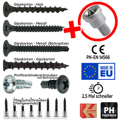 Schnellbauschrauben Trockenbauschrauben Rigipsschrauben PREMIUM - Cert. CE + BIT