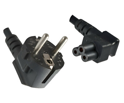 DINIC Netzkabel, Stromkabel mit Schutzkontakt-Stecker auf C5 gewinkelt, 5m